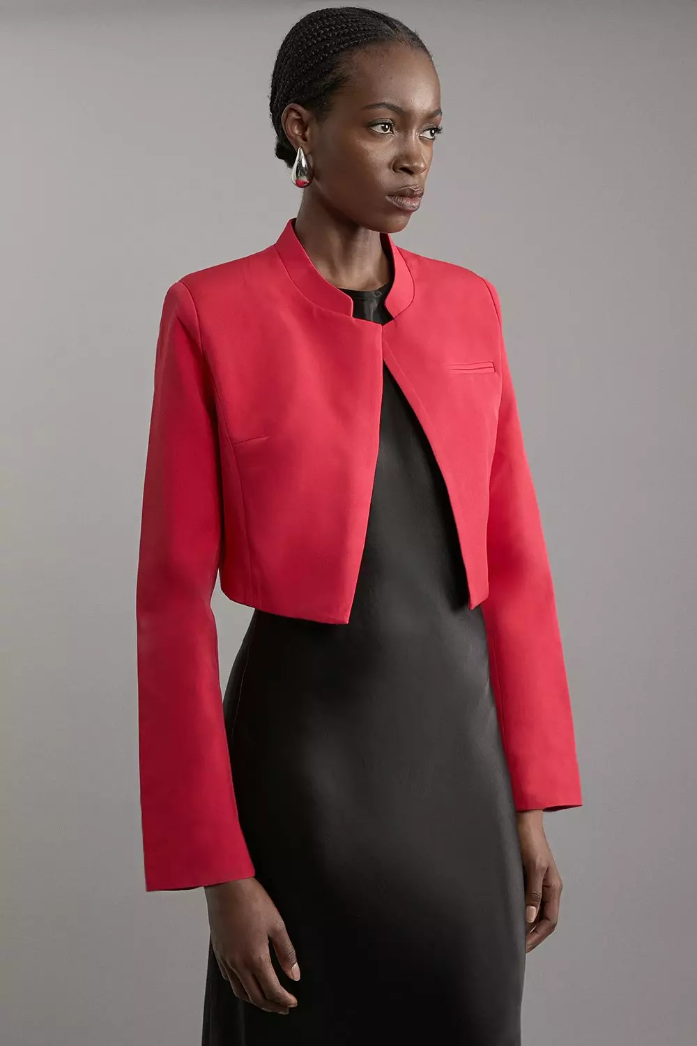 Cropped Tailored High Neck Jacket | Karen Millen